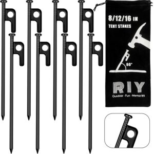 Imagen de un 8 estacas metalicas con su bolsa de transporte