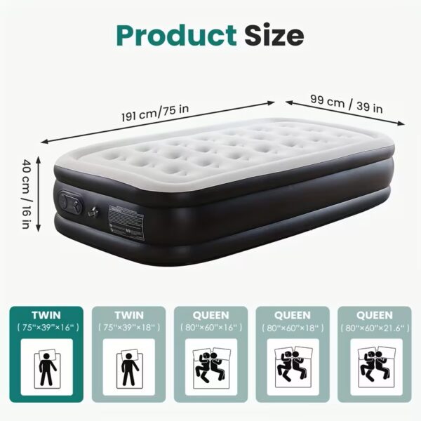 Imagen de un colchon inflable de doble altura twin